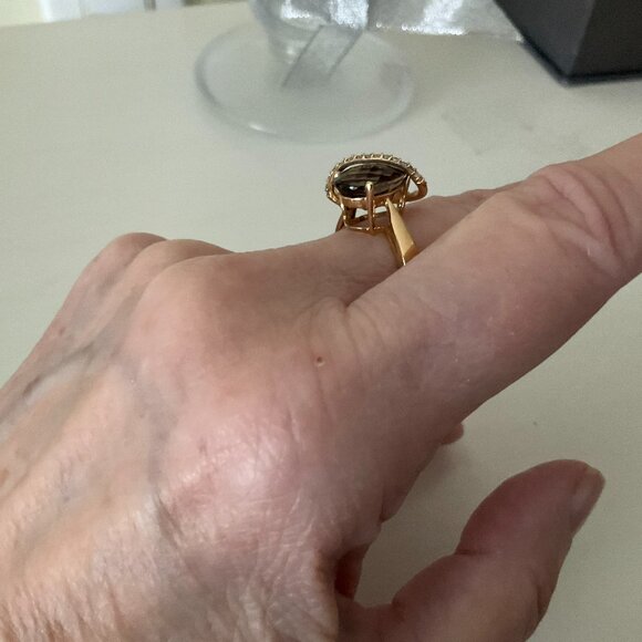 EFFY 14K solid gold Smoky quartz and diamond ring NWT - Picture 5 of 8